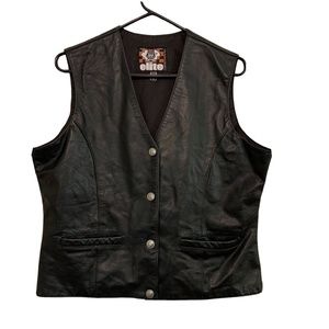 Vintage Mens Motorcycle Leather Vest MB Elite Size L Rare Liberty Snaps Unisex